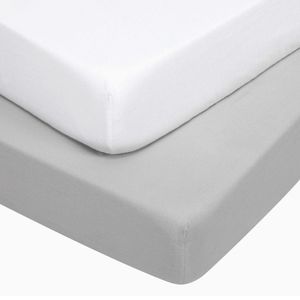 TillYou, set of 2, Flannel Cotton Crib sheets - grey / white